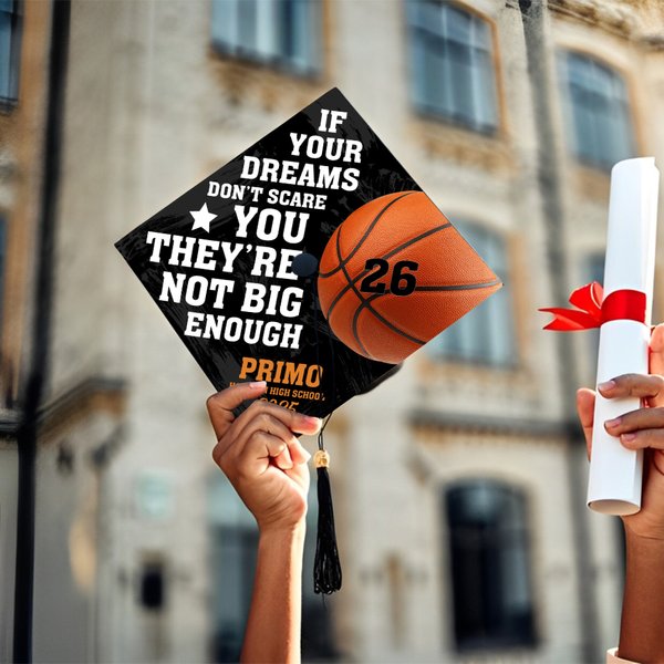 Personalized Basketball Soccer Sports Graduation Cap Topper Decoration with Name School Name and Year Graduation Gift for Graduates Sports Lovers
