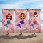 Asciugamano da spiaggia personalizzato in microfibra oversize con tema sirena e stampa effetto glitter regalo di compleanno per donne e ragazze