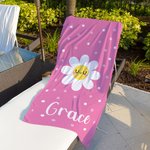 Personalized Colorful Daisy Quick Dry Oversized Beach Towel with Name Summer Vacation Accessories Birthday Gift for Boys Girls