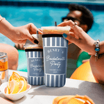 Personalizzato Addio al nubilato Design a strisce Can Cooler Sleeve con nome Località e data Spiaggia Addio al celibato Regalo per gli amici Besties