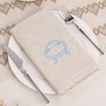 Serviette de table en lin brodée avec monogramme et initiale Cadeau de pendaison de crémaillère pour la famille et les amis