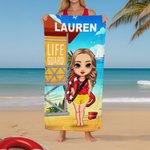 Personalizzato Cartoon spiaggia piscina bagnino asciugare rapidamente asciugamano da spiaggia con nome Estate vacanza anniversario regalo per Lifesaver