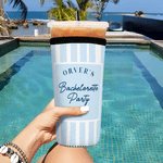 Personalizzato Addio al nubilato Design a strisce Can Cooler Sleeve con nome Località e data Spiaggia Addio al celibato Regalo per gli amici Besties