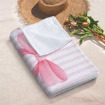 Personalized Pink Coquette Bow Stripes Quick Dry Oversized Beach Towel with Name Travel Essentials Summer Vacation Birthday Gift for Women