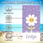Personalized Colorful Daisy Quick Dry Oversized Beach Towel with Name Summer Vacation Accessories Birthday Gift for Boys Girls