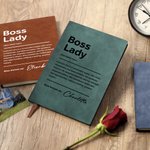 Personalised Boss Lady Name PU Leather Notebook with 200 Lined Pages Birthday Appreciation Gift for Women