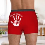Personalized This Ass Belongs To Paw Print Men's Boxer Brief with Name Valentine's Day Anniversary Gift for Husband Boyfriend
