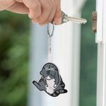 Porte-clés personnalisé en 3D drôle de chat rotatif avec nom Cadeau d'anniversaire anti-stress pour les amoureux des chats