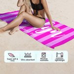 Personalized Palm Tree Multicolor Stripe Oversized Quick Dry Beach Towel with Name and Text Beach Travel Essentials Birthday Gift for Family Friend