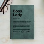 Personalised Boss Lady Name PU Leather Notebook with 200 Lined Pages Birthday Appreciation Gift for Women