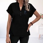 Personalised Embroidered Birth Flower Breathable Short Sleeve V-Neck Shirt with Name Birthday Anniversary Mother's Day Gift for Women