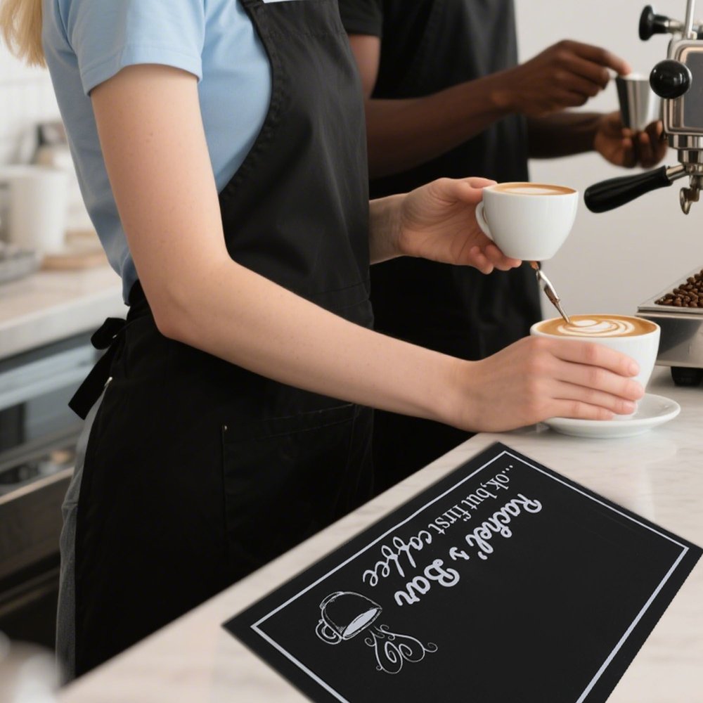 Personligt kaffeelement halkfri kaffebarmatta med namn bordsdekoration öppning födelsedagspresent för barista kaffeälskare
