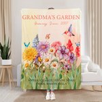 Gepersonaliseerde Oma's Tuin 2-15 Geboorte Bloemen Zacht Deken met Namen Titel Jaar Huisdecor Verjaardag Verjaardagscadeau voor Mamma Oma
