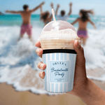 Personalizzato Addio al nubilato Design a strisce Can Cooler Sleeve con nome Località e data Spiaggia Addio al celibato Regalo per gli amici Besties