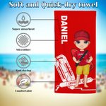 Asciugamano da spiaggia personalizzato con nome Cartoon Lifeguard Quick Dry Attività all'aperto Regalo estivo essenziale per il bagnino