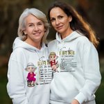 Personalized Cartoon Character 100% Cotton Soft Sweatshirt Hoodie with Name Birthday Gift for Retired Women