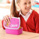 Henkilökohtainen 3D-sarjakuvahahmo Flower Butterfly Food-Grade Safe Lunch Box nimellä Takaisin kouluun Syntymäpäivälahja pojille tytöille