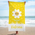 Personalized Colorful Daisy Quick Dry Oversized Beach Towel with Name Summer Vacation Accessories Birthday Gift for Boys Girls