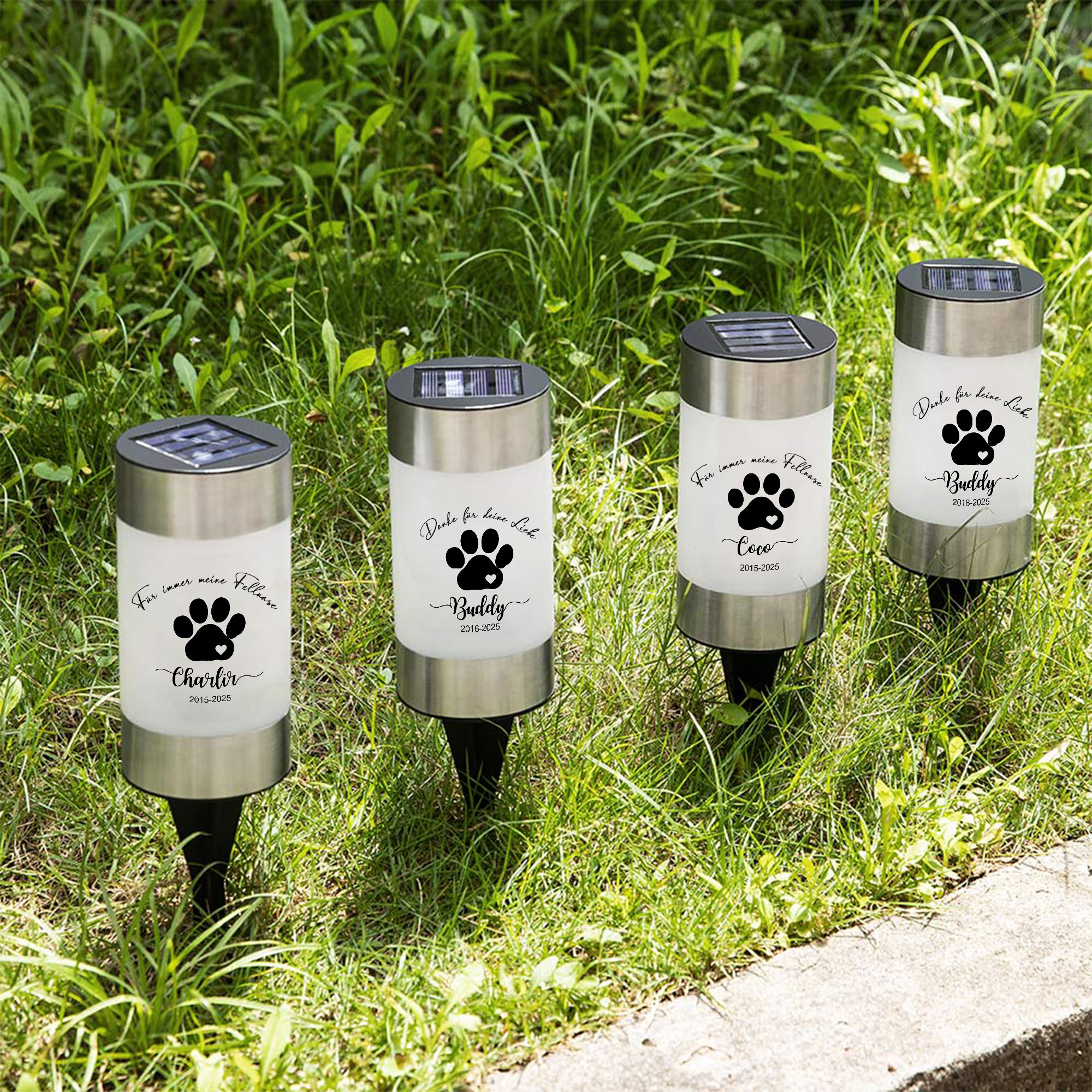 UrbanHaven Solar-Hunde-Katzen Gartenlaterne – Handbemalte Outdoor-Deko Mit LED-Licht, Inkl. Geschenkbox