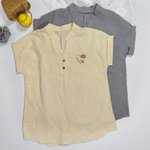 Personalised Embroidered Birth Flower Breathable Short Sleeve V-Neck Shirt with Name Birthday Anniversary Mother's Day Gift for Women