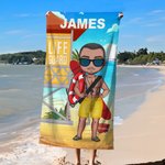 Personalizzato Cartoon spiaggia piscina bagnino asciugare rapidamente asciugamano da spiaggia con nome Estate vacanza anniversario regalo per Lifesaver
