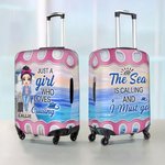 Personalized Sunset Cruise Cartoon Character Luggage Protective Cover Fits 18-32 Inches Suitcase with Name Birthday Gift for Family Travel Lover