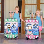 Personalized Sunset Cruise Cartoon Character Luggage Protective Cover Fits 18-32 Inches Suitcase with Name Birthday Gift for Family Travel Lover