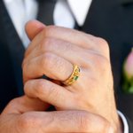 Personalized Cross Birthstone Hollow Ring with Engraved Name and Text Religious Jewelry Birthday Anniversary Baptism Gift for Men Christian