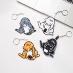 Porte-clés personnalisé en 3D drôle de chat rotatif avec nom Cadeau d'anniversaire anti-stress pour les amoureux des chats