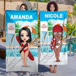 Personalizzato Cartoon spiaggia piscina bagnino asciugare rapidamente asciugamano da spiaggia con nome Estate vacanza anniversario regalo per Lifesaver