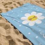 Personalized Colorful Daisy Quick Dry Oversized Beach Towel with Name Summer Vacation Accessories Birthday Gift for Boys Girls