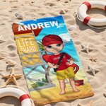 Personalizzato Cartoon spiaggia piscina bagnino asciugare rapidamente asciugamano da spiaggia con nome Estate vacanza anniversario regalo per Lifesaver