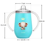 Tasse Isotherme 295 ml Personnalisée avec Nom et Motif d'Animal Bouteille avec Couvercle et Poignée Cadeau Anniversaire Rentrée Scolaire pour Enfant