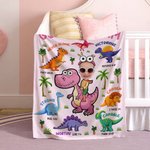 Dinosauro personalizzato Dio dice che io sono la foto del viso Coperta morbida da lancio Home Decor Compleanno Regalo di battesimo per bambini e bambine