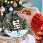 Personalised Vintage Lamp Post Sign Acrylic Hanging Ornament with Name and Year Tree Decor Christmas Gift for Family Friends