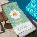 Personalized Colorful Daisy Quick Dry Oversized Beach Towel with Name Summer Vacation Accessories Birthday Gift for Boys Girls