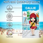 Personalizzato Cartoon spiaggia piscina bagnino asciugare rapidamente asciugamano da spiaggia con nome Estate vacanza anniversario regalo per Lifesaver