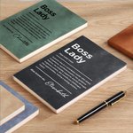 Personalised Boss Lady Name PU Leather Notebook with 200 Lined Pages Birthday Appreciation Gift for Women