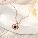 Personalized Double Heart Photo Projection Necklace Dainty Jewelry Anniversary Birthday Gift for Her
