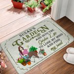 Personalised Flower Garden Cartoon Character Durable Doormat with Name Birthday Housewarming Gift for Gardening Lovers