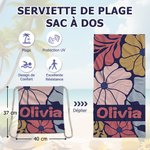 Serviette de Plage Pliable Personnalisée avec Nom et Fleur Danoise Accessoire à Séchage Rapide Sac de Plage Cadeau Anniversaire Voyage pour Femme