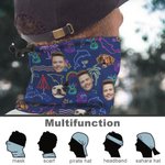 Personalised 1-3 Face Photos Fluorescent Pattern Sunshade Multi-Functional Neck Gaiter Outdoor Accessories Birthday Gift for Dog Cat Lovers