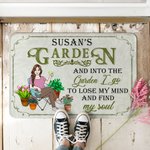 Personalised Flower Garden Cartoon Character Durable Doormat with Name Birthday Housewarming Gift for Gardening Lovers