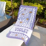 Personalised Daisy Print Soft Quick Dry Oversized Beach Towel with Name Travel Vacation Essential Birthday Gift for Women Girls