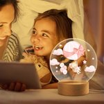 Personalized Cloud Hot Air Balloon Cute Teddy Bear LED Night Light with Name and Wooden Base Nursery Decor Birthday Gift for Baby Kid