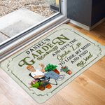 Personalised Flower Garden Cartoon Character Durable Doormat with Name Birthday Housewarming Gift for Gardening Lovers