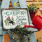 Henkilökohtainen Retro Puutarha Sarjakuvahahmo Metalli merkki nimi Garden Decor Housewarming syntymäpäivälahja naisille miehille puutarhanhoito ystäville