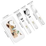 Personalised Dinosaur Design Safe Stainless Steel Kid’s Fork Spoon Knife 3 Pcs Cutlery Set with Case and Name Birthday Gift for Boys Girls
