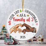 Personalizado Nuestra 1ª Navidad en Familia Adorno navideño de cerámica con nombre Decoración del árbol de Navidad Regalo para la familia