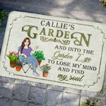 Personalised Flower Garden Cartoon Character Durable Doormat with Name Birthday Housewarming Gift for Gardening Lovers
